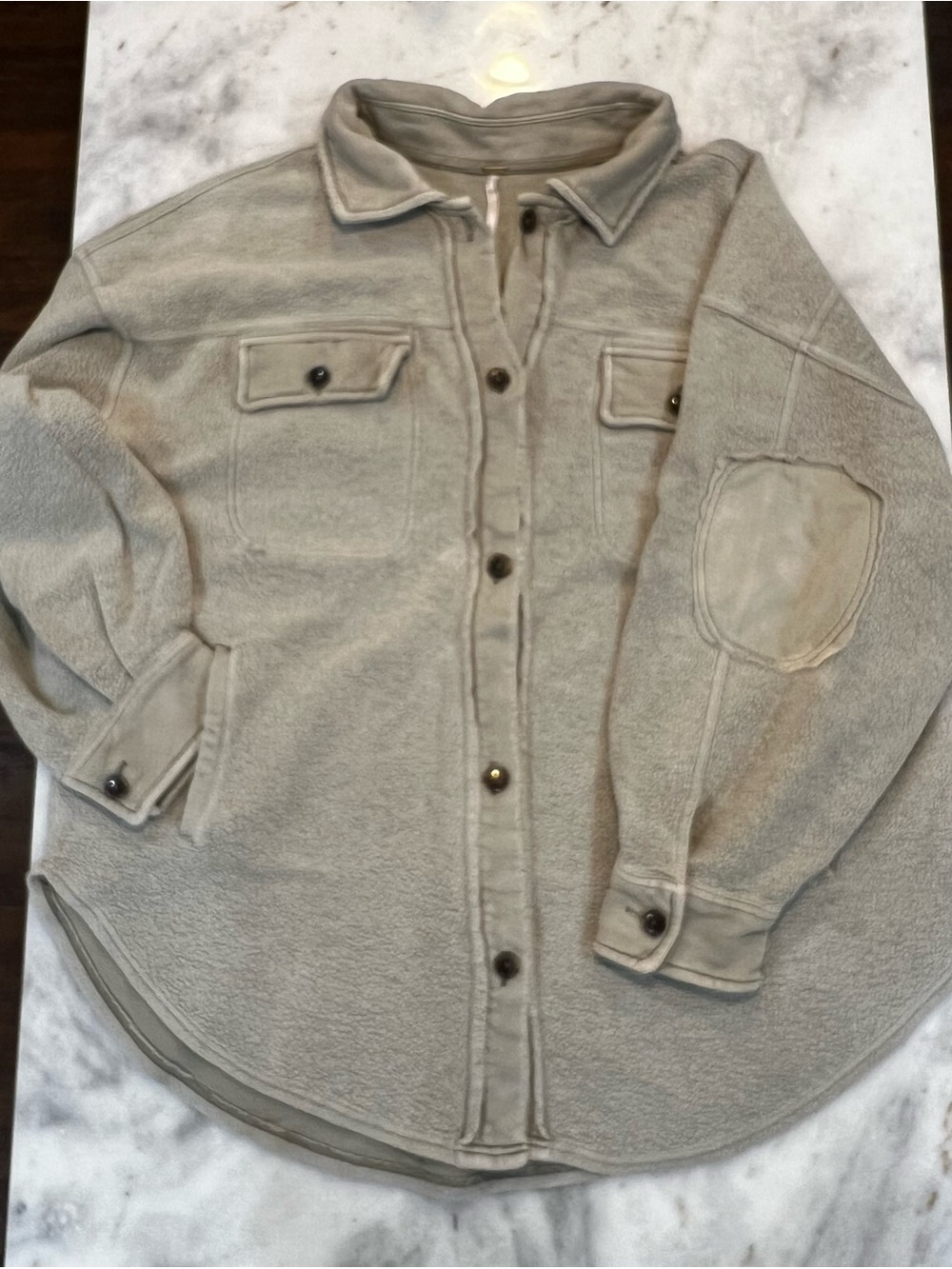 Free People Fleece Shacket with Elbow Patches Oversized